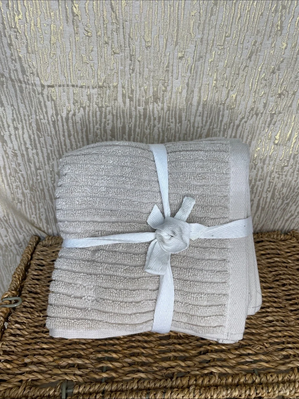 Brooks Brothers Set of 5 Premium Standard Turkish Washcloths - Light Beige New